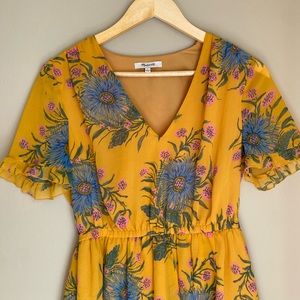 Madewell Yellow Floral Print Dress
